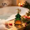 Glass Hand Soap Pump 300ml Christmas Tree Dispenser, Dish Dispenser with Pump, Hotel Guest Room Supplies Xmas Decorative Empty Bottle for Soap,