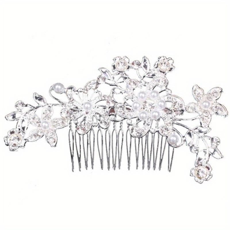 Trendy Handmade Tiara Wedding Hair Comb Leaf Flower Bridal Hairpins Pearl Rhinestone Head Jewelry Girls Wedding Hair Accessories