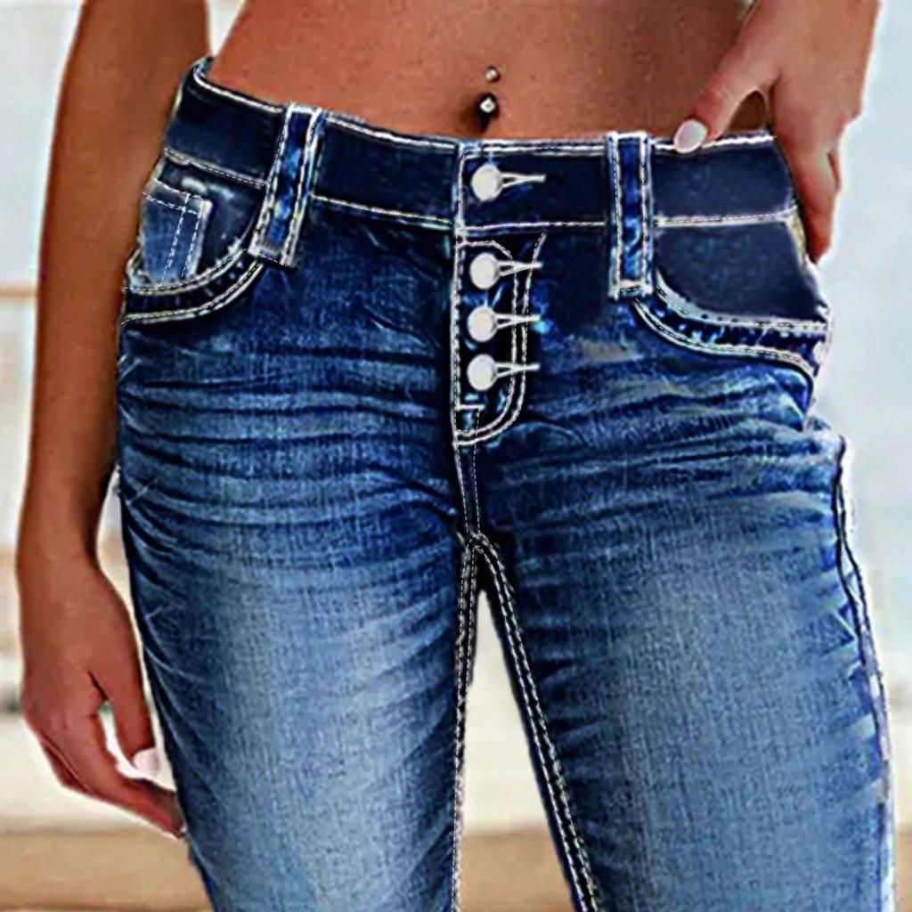Women's Skinny Trend Ripped Casual Fashion Straight Leg Jeans
