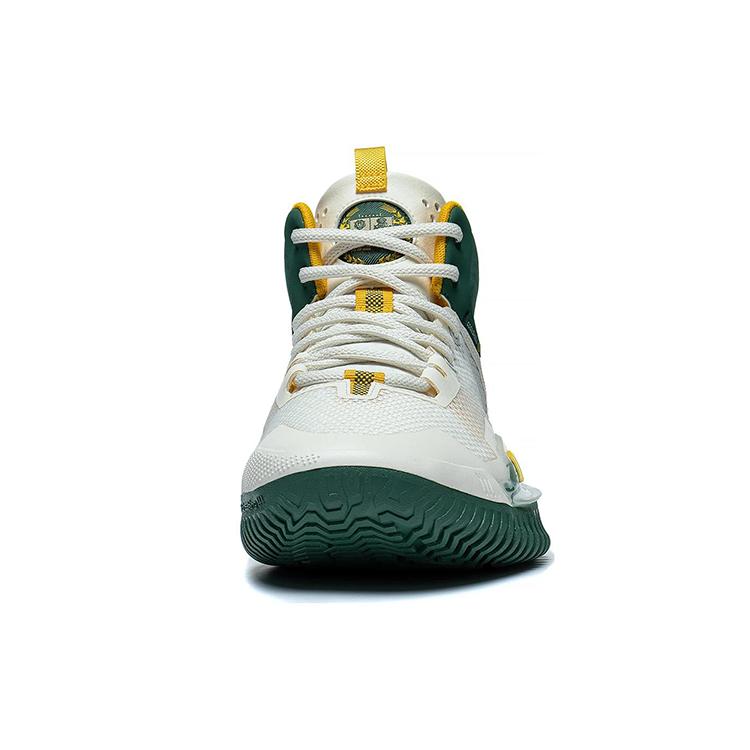 Li Ning Badfive 3 Flat Cushioning Slip Resistant Mid Top Basketball Shoes Men's White Green ABFT015-2