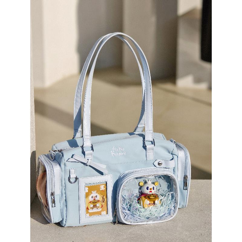 Y2K Bow Ita Shoulder Bags Sweet Girl Transparent Bag Large Capacity Comic Exhibition Crossbody Bag Cute DIY Display Handbags