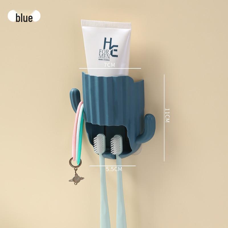 Cactus Suction Wall-Mounted Toothbrush Holder - Punch-Free Storage Rack
