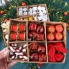 24Pcs/set Glitter Christmas Ball Ornament Set Plastic Round Ball Christmas Hanging Ornaments Festive Irregular Shape