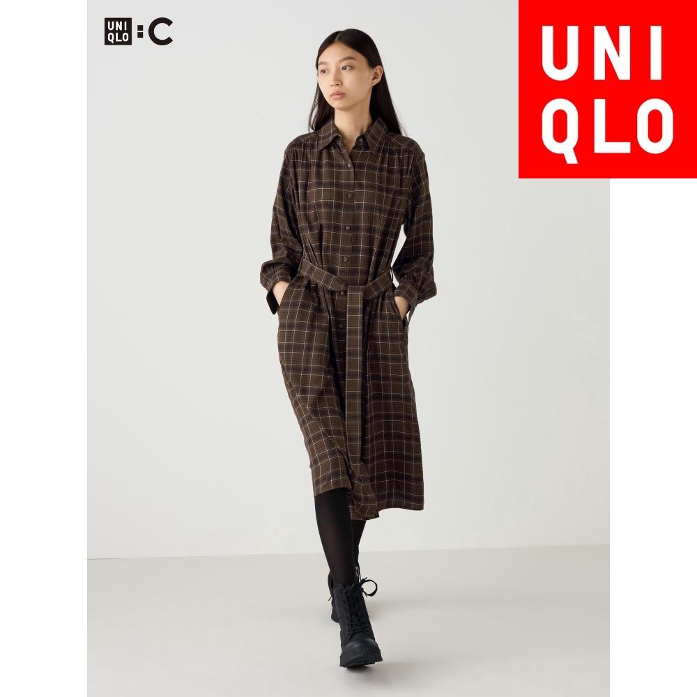 

Uniqlo Японское платье-рубашка с поясом, короткая длина