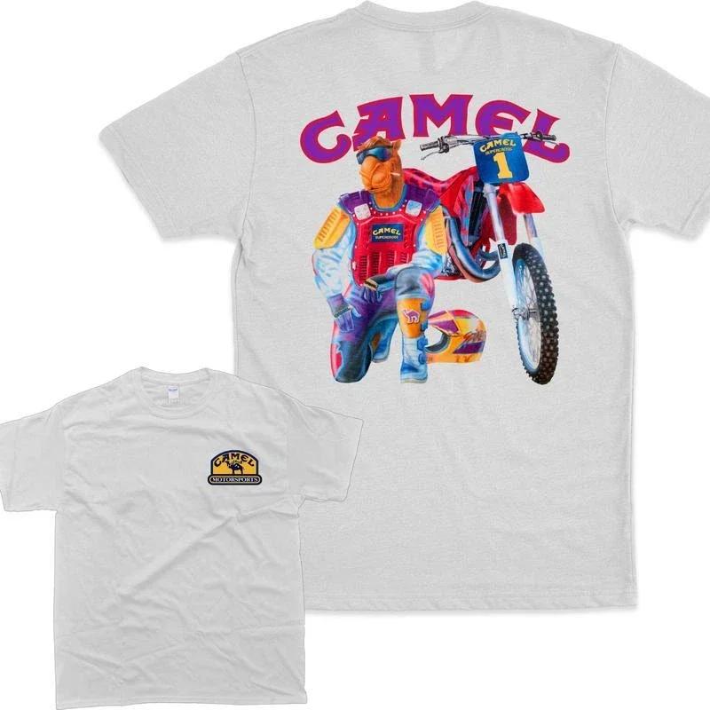 Retro Car Camel Cigarettes T-Shirt Vintage Cotton Tops Tees Short Sleeve Casual Streetwear Oversized Women Clothing Harajuku