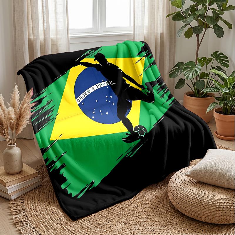 Brazil national football team Theme blanket Soft Flannel Blanket Plush Throw Blanket Cozy Sofa Bed Blanket for Home Decor