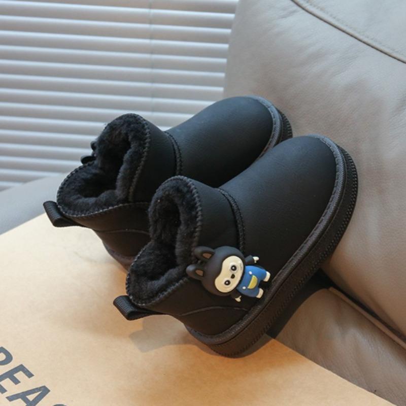 Girls' Warm Snow Boots Winter Thickened Short Boots with Fur Trim Non-slip Soft Sole Cotton Shoes
