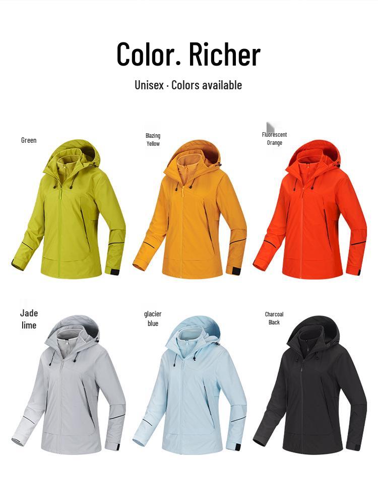 Hard Shell Waterproof Breathable Mountaineering Suit for Couples - Women's and Men's Outdoor Travel Sports Outfit