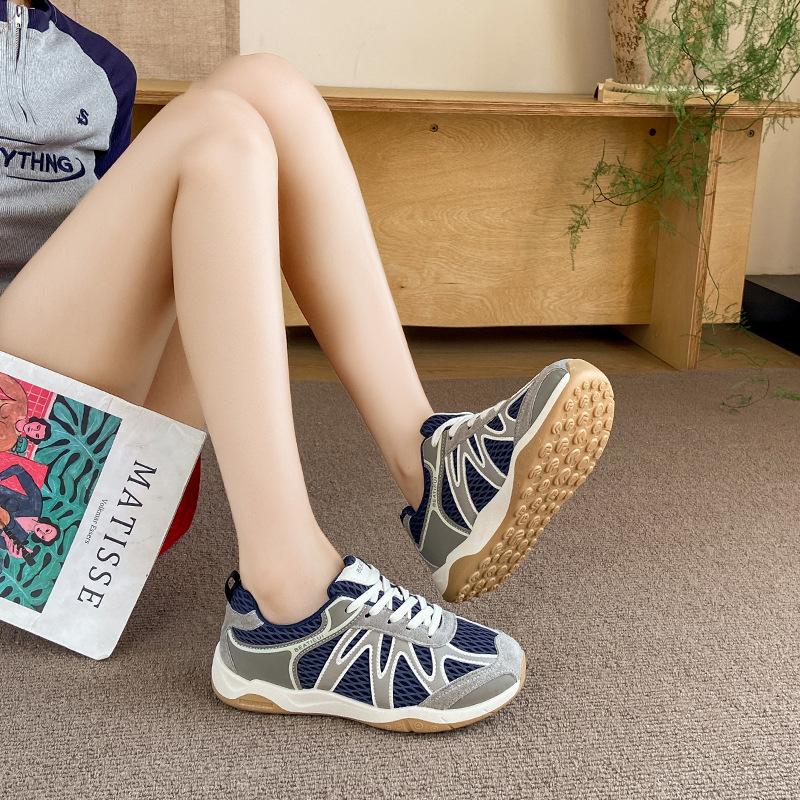 Retro mesh breathable German training shoes women's autumn new thick-soled versatile casual little white shoes lightweight sports Forrest Gump shoes