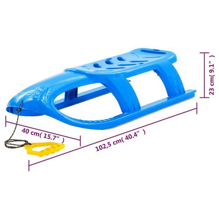 VidaXL Traîneau pour Enfants Luge Glisseur de Neige Ensemble de Jouet d'Extérieur Tout-petit Corde de Traction Bleu 93718