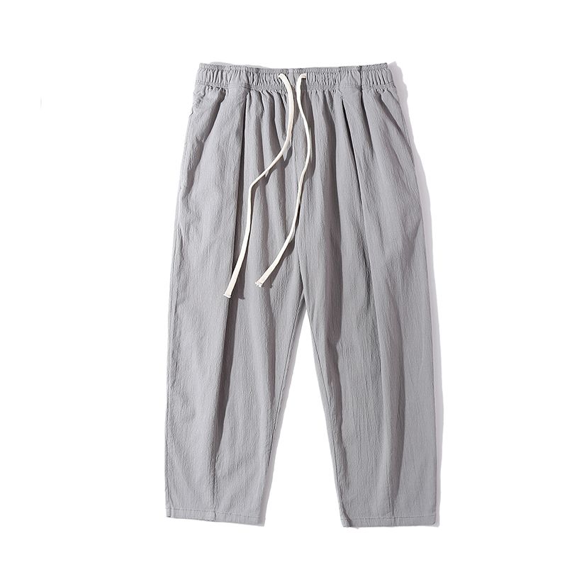 

Men s Summer Japanese Drawstring Cotton Pants Boys Trendy 2023 Students Loose Casual Straight-Leg Sports Pants Gray 2XL