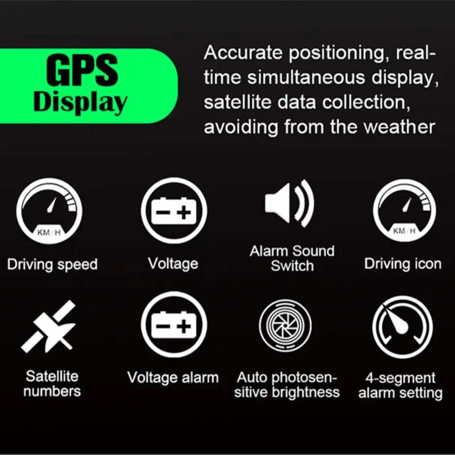 OBD+GPS Head Up Display OBD2 Car Windshield On-Board Computer Smart Digital Speedometer RPM Water Temperature Voltage Gauge