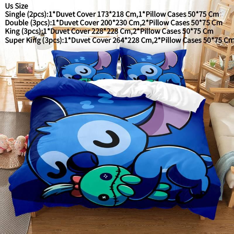 

Lilo Pelekai Stitch Cartoon Bedding Set For Kids Room Decor Style D,Single 173x218 CM