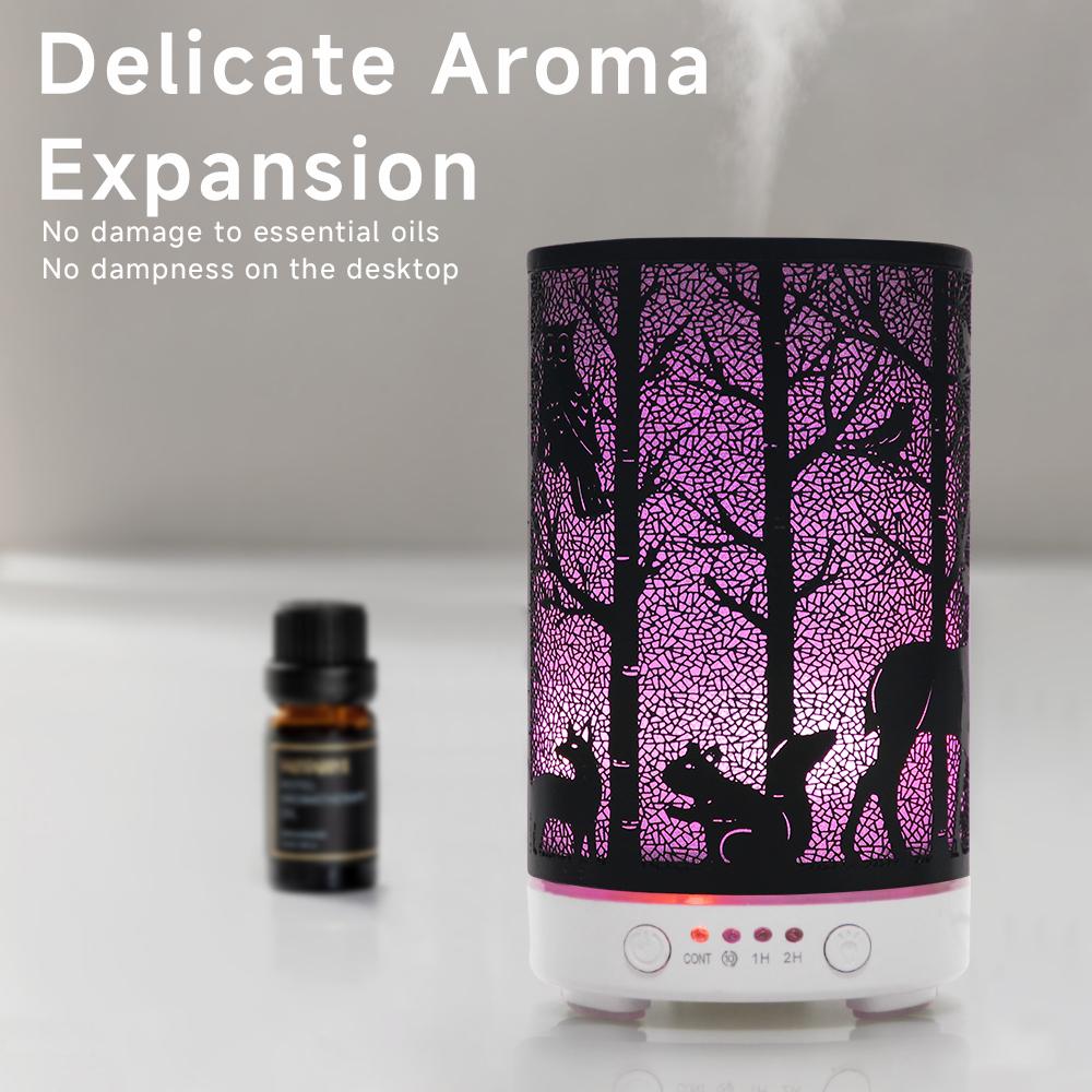 Aroma Diffusor Luftreiniger Tischgerät Ätherisches Öl Hohlhirsch Ultraschall-Luftbefeuchter 100ml Timing-Funktion Automatische Abschaltung