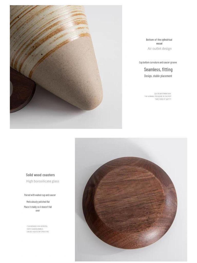 Nordic Retro Handmade Ceramic Cone Coffee Cup and Saucer Set