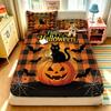 Halloween Bat Black Cat Pumpkin Fitted Sheet 3PCS Set Happy Halloween Bedding Set 1 Fitted Sheet + 2 Pillowcases