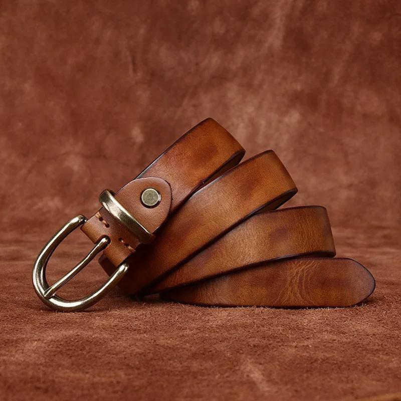 

2.7CM Ladies Pure Cowhide Needle Buckle Genuine Leather Casual Jeans Thin Belt Women High Quality Retro Luxury Female Waistband 115CM хаки