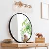 Round Wall Mirror, Bathroom Mirror, Aluminum Frame, Vanity Mirror, Entryway, Bathroom, Toilet (Black, 40cm Diameter)