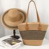 Two-Pieces Set Wide Brim Straw Sun Hat Summer Straw Hat With Fashionable Straw Bag Large Capacity Tote Bag