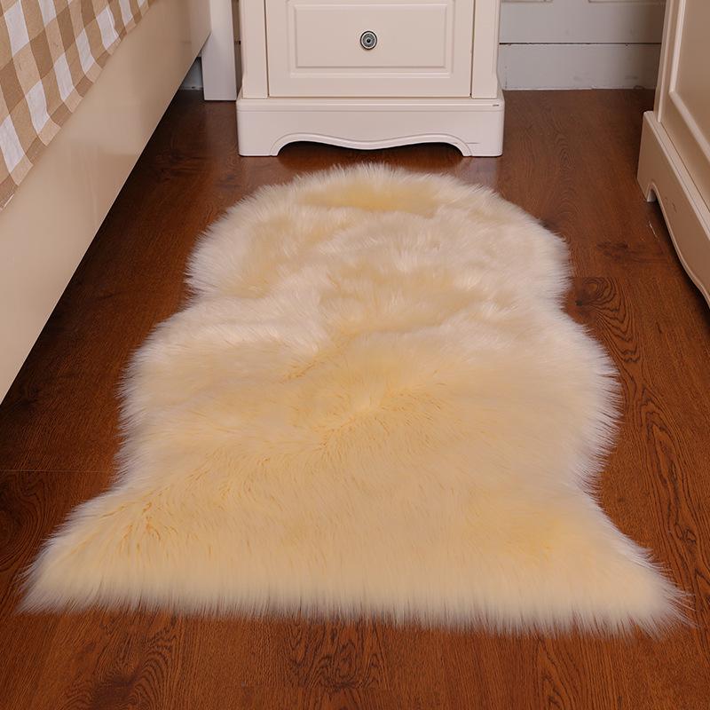 Nordic Style Long Pile Faux Wool Rug for Living Room or Bedroom