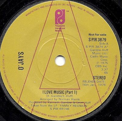 7inch Record O'JAYS - I Love Music SPIR3879PROMO Philadelphia In 1976 UK Soul/Funk Used