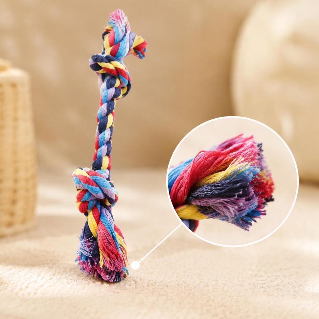 Puppy Rope Toy with Knotted Sections Boredom Reducing for Indoor Play