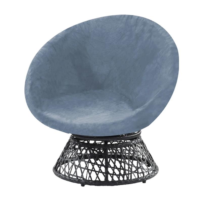 Silver Fox Fabric Round Saucer Moon Chair Cover Washable Solid Color Seat Saucer Slipcovers Stretch Universal Seat Cover