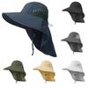 Men's Outdoor Sun Protection Hat Wide Brim Fishing Hat Travel Hat with Neck Flap Breathable Mesh Design Adjustable Chin Strap