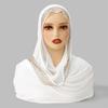 Long Smooth Silk Headscarf Sunscreen Thin Large Shawl Veil Rhinestone Chiffon Hijab Scarf  For Gift