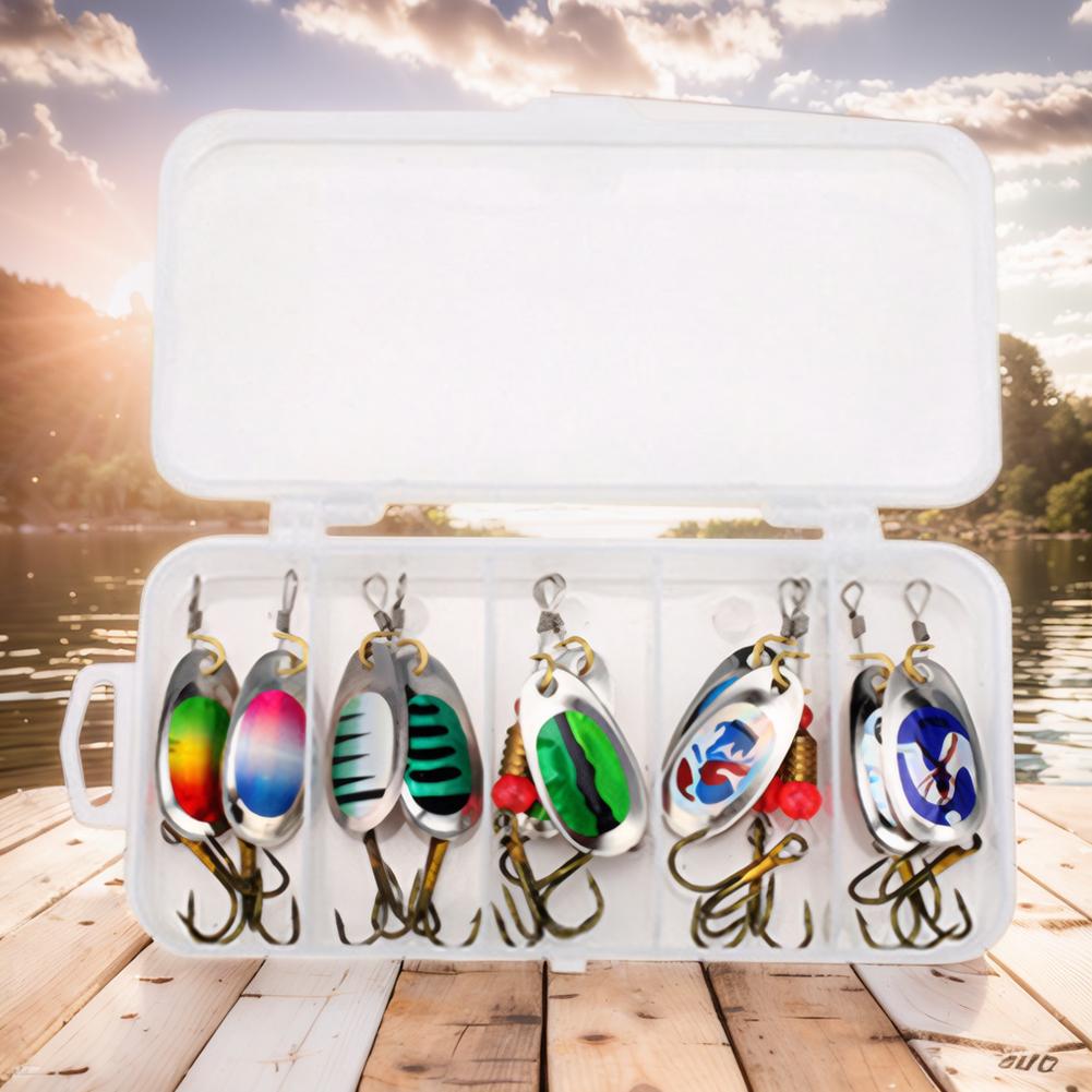 10Pcs Spinner Bait Fishing Spoon Lure 360 Degree Rotating Sequins Bait 6cm Treble Hooks Wobblers for Freshwater Seawater
