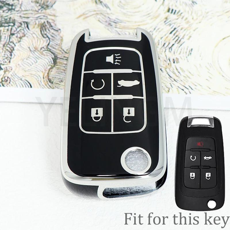 For Chevrolet Cruze Impala Camaro Garna Equinox Volt Yakista AVEO Impala GMC Terrain TPU Flip Car Key Fob Case Cover Keychain