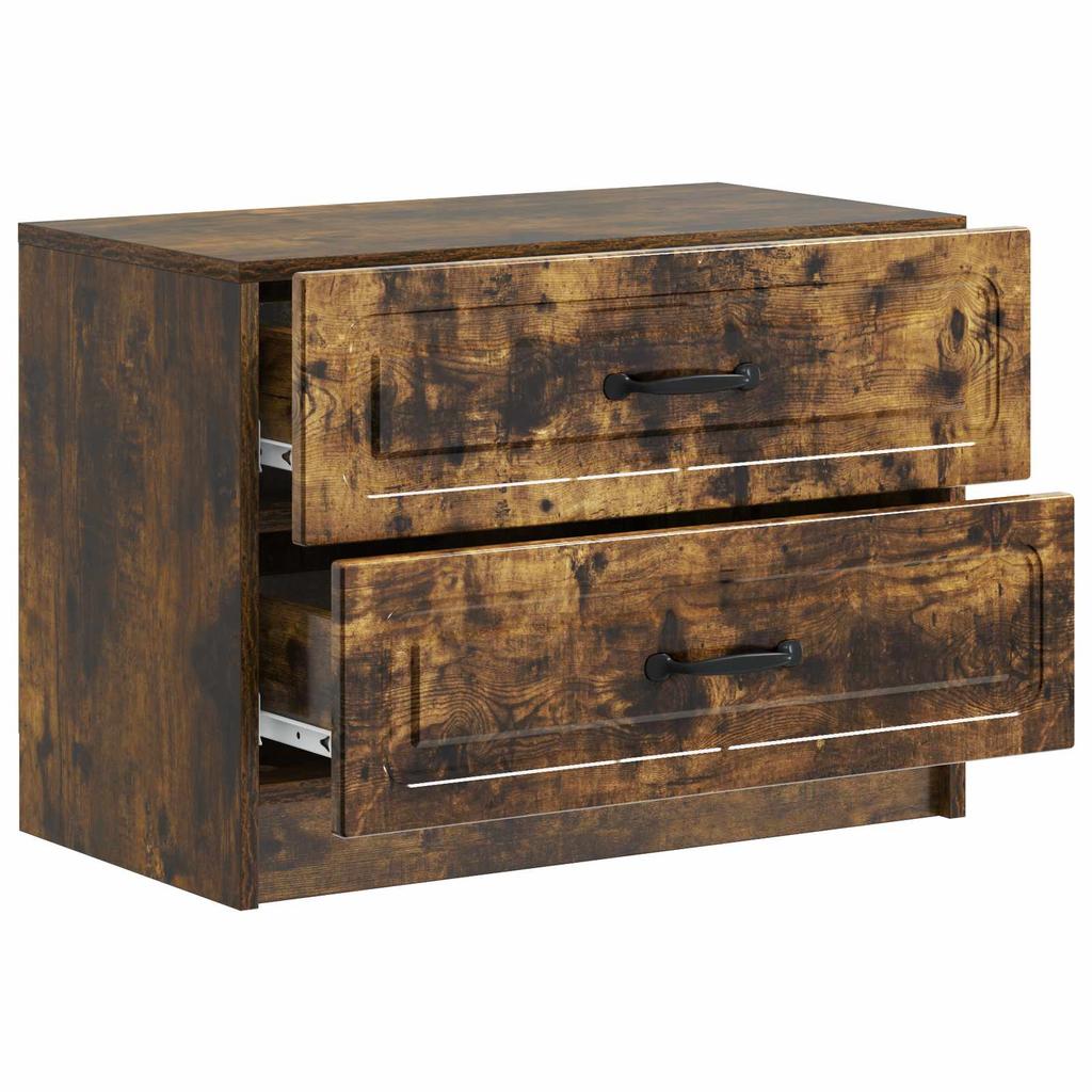Nightstand Smoked Oak 62 X 34.5 X 44.5 Cm Engineered Wood