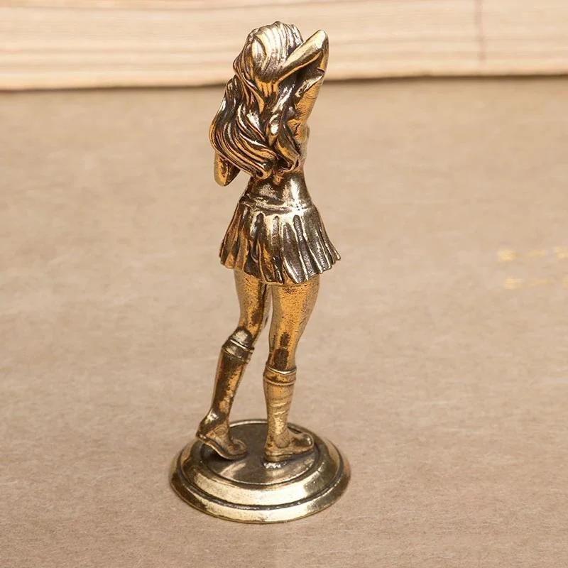 Vintage Brass Bikini Girl Sculpture Retro Figurine Art Deco Desktop Ornament Unique Office Desk Decor Collectible Gift For Adult