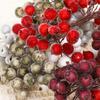 Artificial Frosted Holly Berry Double Head Mini Berry Bouquet Red Berries Flower Christmas Fake Fruit Cherry Stamen DIY Craft