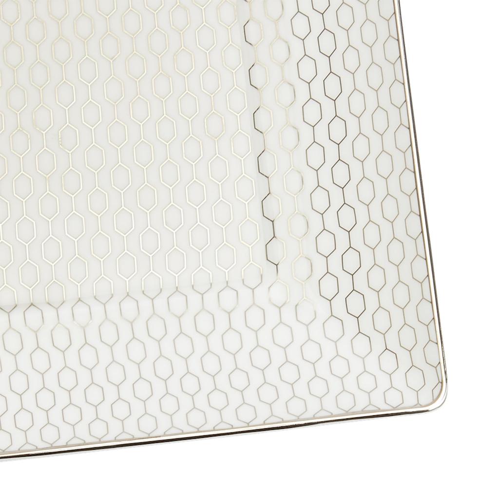 Wedgwood Official Wedding Gift Geo Platinum Square Wedding Gift for the Bride and Officially Imported Wrapping Tray, Pair, White, Tableware, Groom,