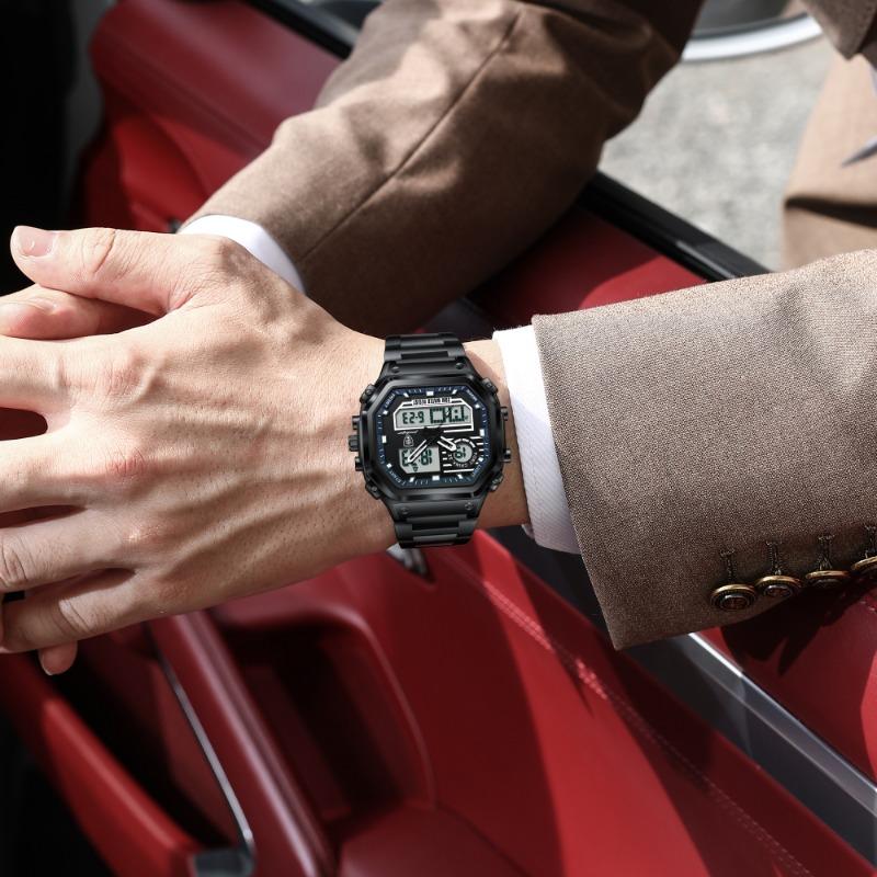 POEDAGAR Top Luxury Men Quartz Watch Waterproof Stainless Steel LED Man Watch Week Date Sports Military Electronic Watches