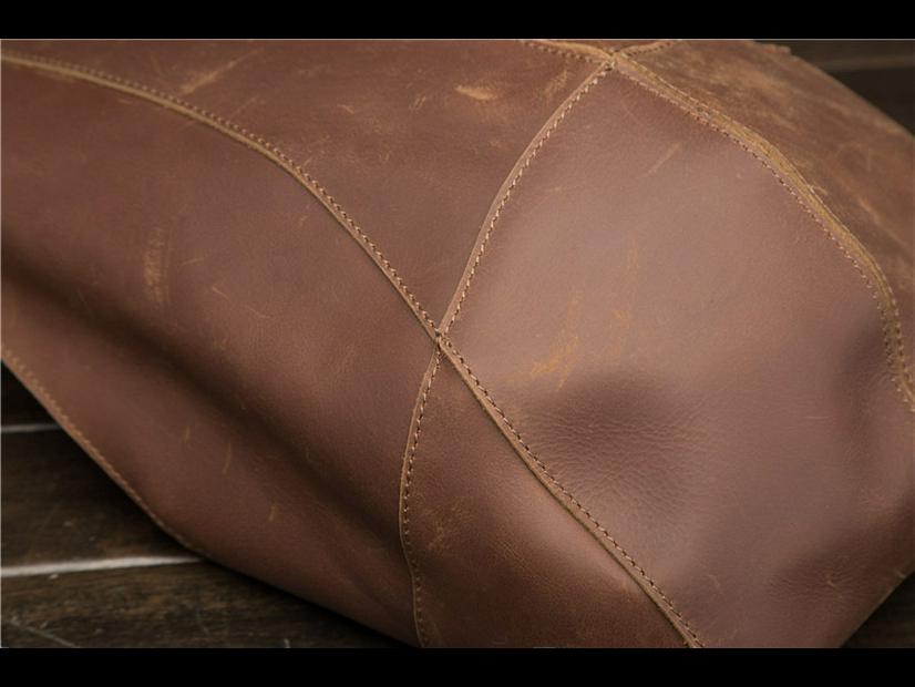 Men's Retro Dark Brown Crazy Horse Leather Backpack - College Style for Students