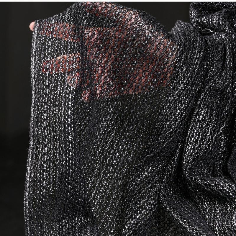 50/100/300cm Metal Gray Interwoven Grid Knitted Bronzing Net Fabric for Handmade Diy Sewing Apparel Wholesale Cloth Material