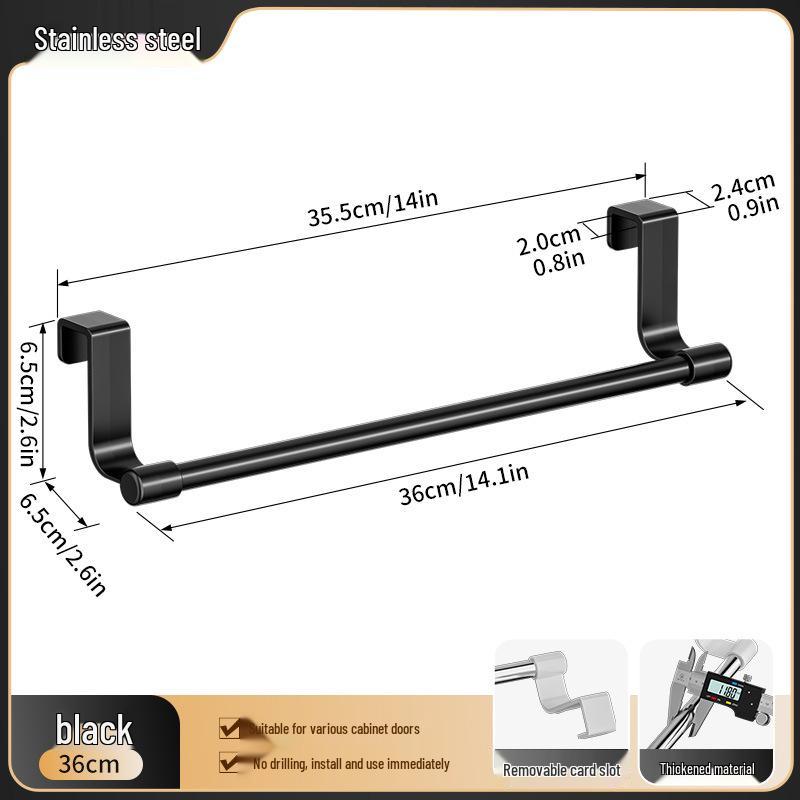 Stainless Steel Multi-Purpose Over-the-Door Towel Rack and Dishcloth Hanger