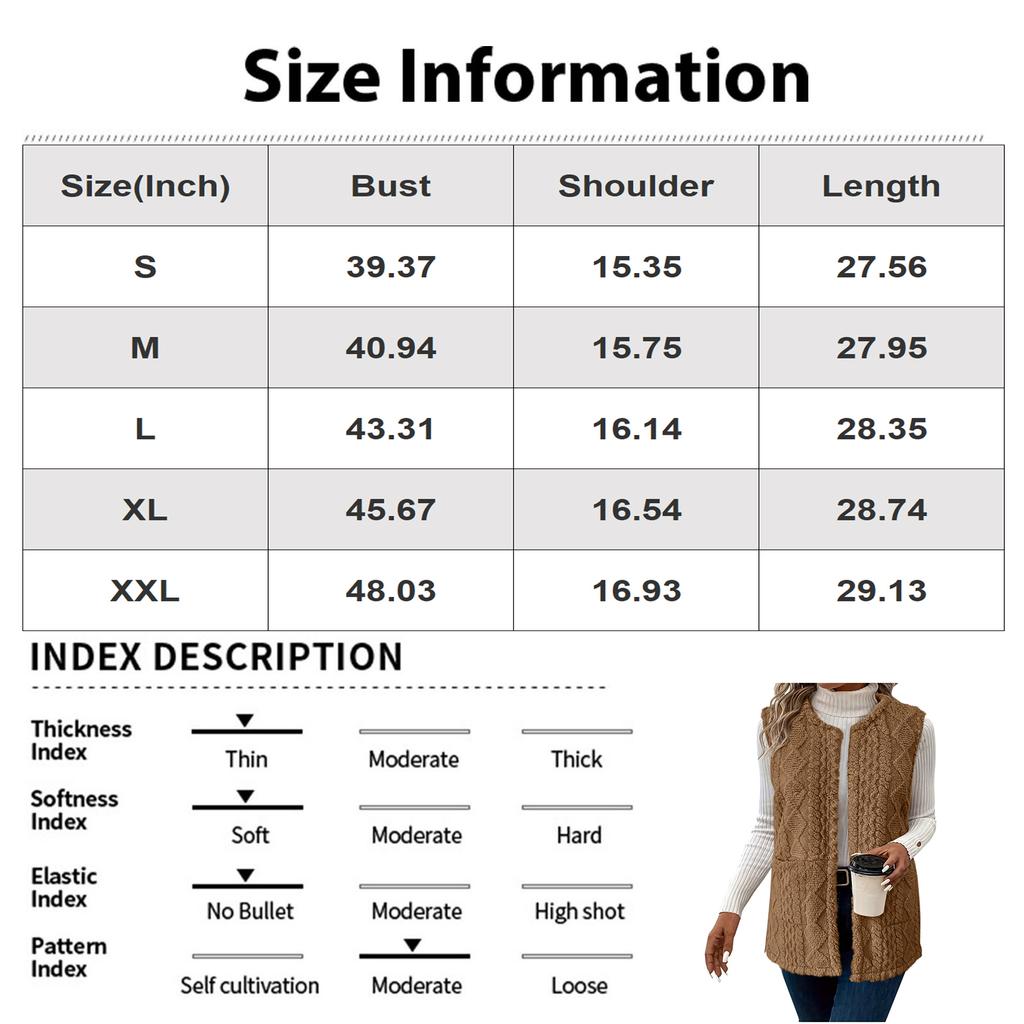 Fashion Women's Winter Plush Wool Jacket Casual  Knitted Vest Warm Lightweight Coat
