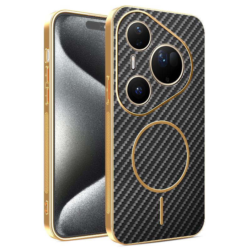 

Case For Huawei Pura 80/70 Ultra New Electroplating Kevlar Magnetic Frosted Cover For Huawei Pura80 Pro Plus Shockproof Funda Huawei Pura 80 Ultra чёрный