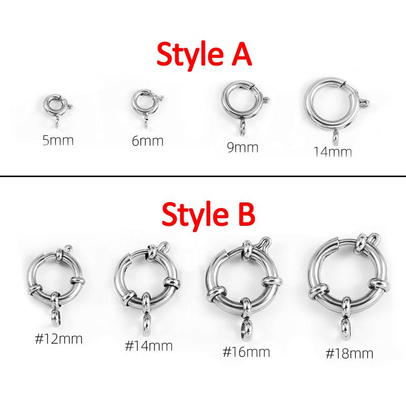 4pcs 316L Stainless Steel Round Spring Clasps Gold Color Hooks for Bracelet Clavicle Necklace Clasp Connector Jewelry Making DIY