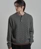 WORK ON BODY OFF Tord Semi-Overfit Cable Henley Neck Knit [Gray]