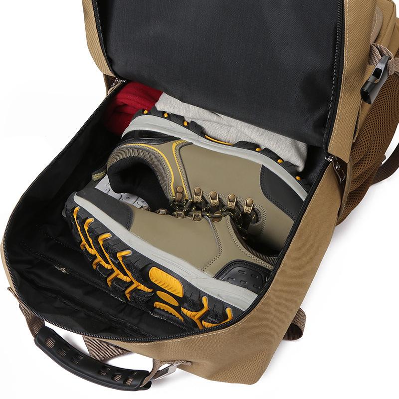 Fashion New Men's Multi-functional Canvas Backpack Waterproof Lightweight Travel Backpack Outdoor Breathable Wear-resistant Sports Backpack
