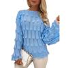Women's Creative Blue Feather-Structure Oversized Pullover Knit Sweater