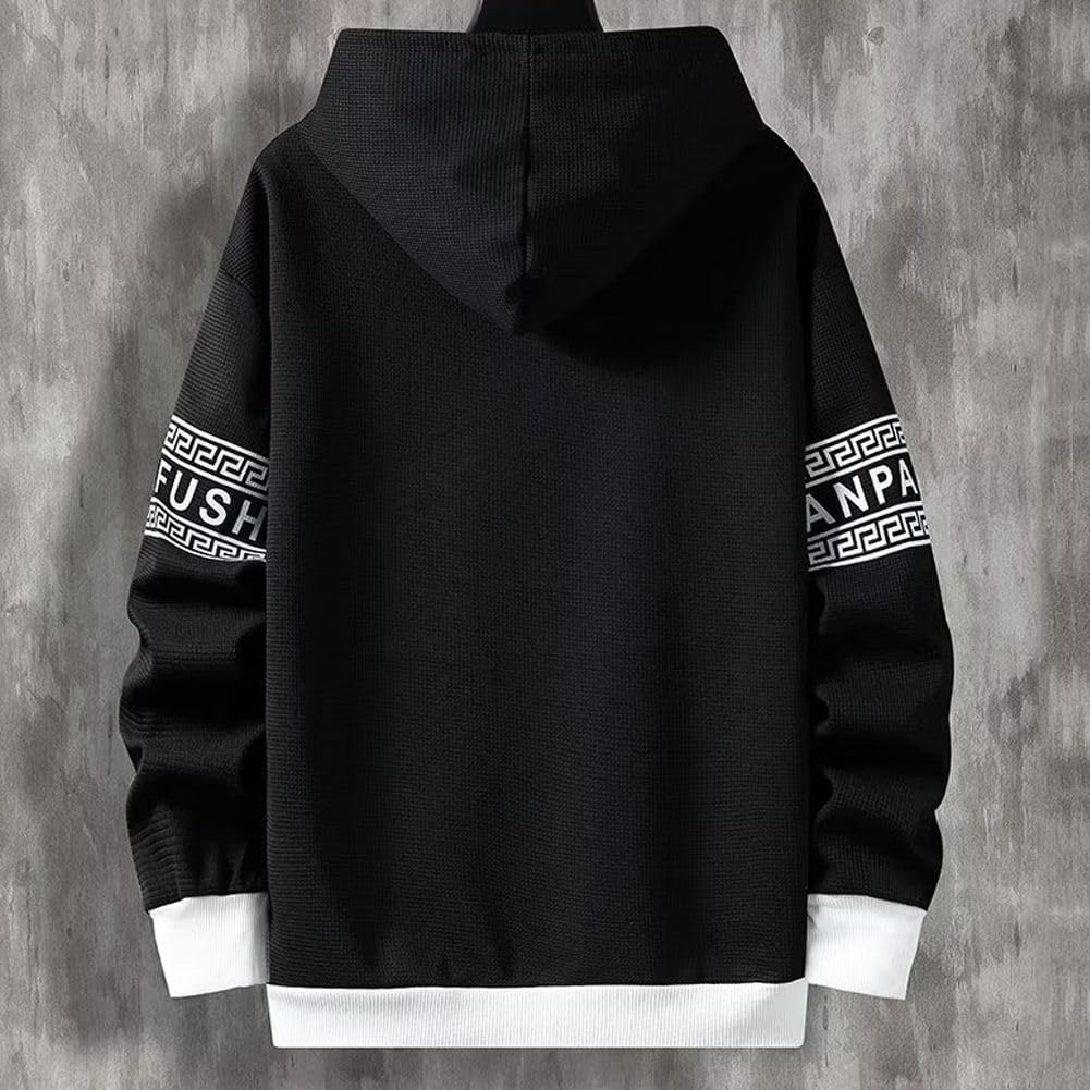 Hoodie and Tracksuit Autumn Sportswear Black L [FJLTDCP] Men's Set, Wear, Two-Piece Set, - -