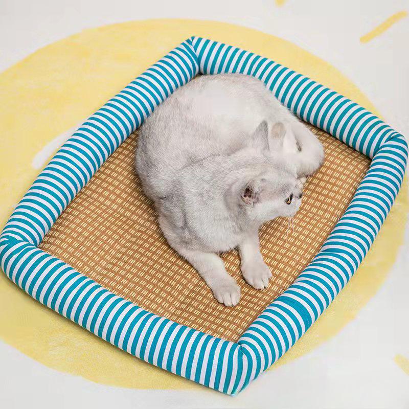 Katzennest Sommer Leinenmatte Nestmatte Kühlend Sommer Hundebett Katzenbett Rattanmatte Quadratisch Kühle Nest Kühlende Liege