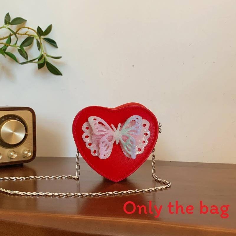 Butterfly Out Hollow Decoration Heartshaped Leather Children Shoulder Bag