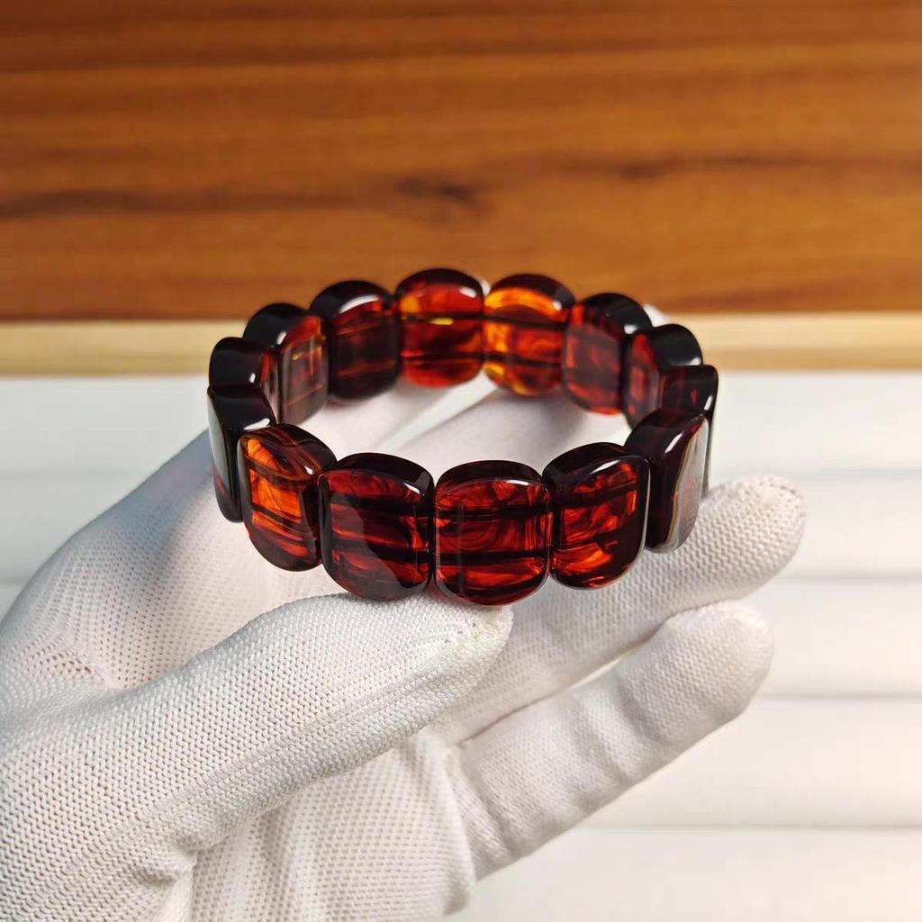 Damen Blutbernstein Quadrat Honigwachs Armband - Vielseitiger Chinesischer Stil Schmuck