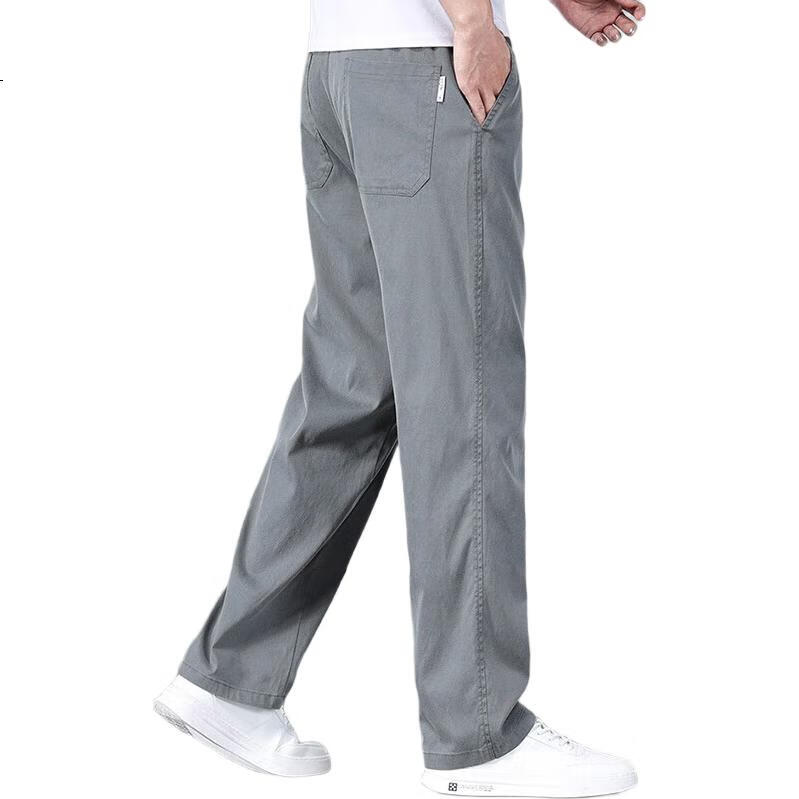 TUCANO Casual Pants for Men, Summer Lightweight Ice Silk Trousers, High-End Loose Straight-Leg Cool Business Long Pants, Black, Size 31